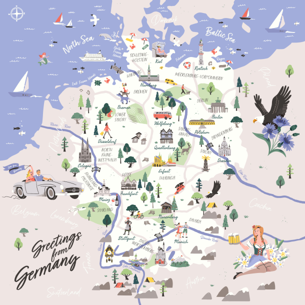 llustrative Germany Map & Souvenirs