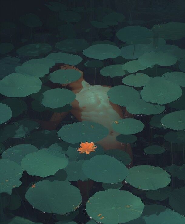 under the water lilies