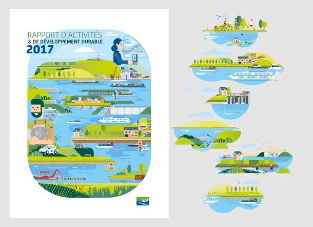 Rapport d'activité de la VNF illustrations (couverture- internes)